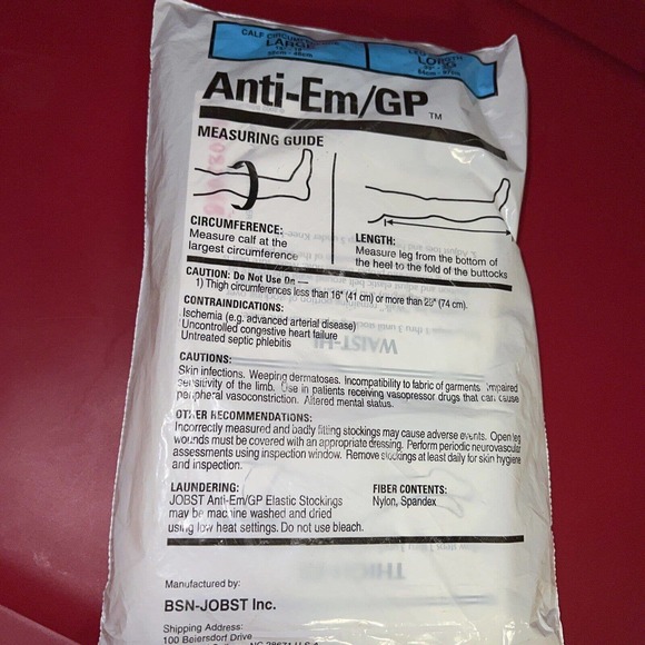 Jobst AntiEm Thigh-Hi Elastic Stockings Large Long 33-38 leg length 111460 New - Picture 6 of 7